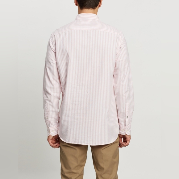 Tommy Hilfiger Men's Pink Striped Academy Poplin Casual Button Down Shirt Med - Picture 8 of 10
